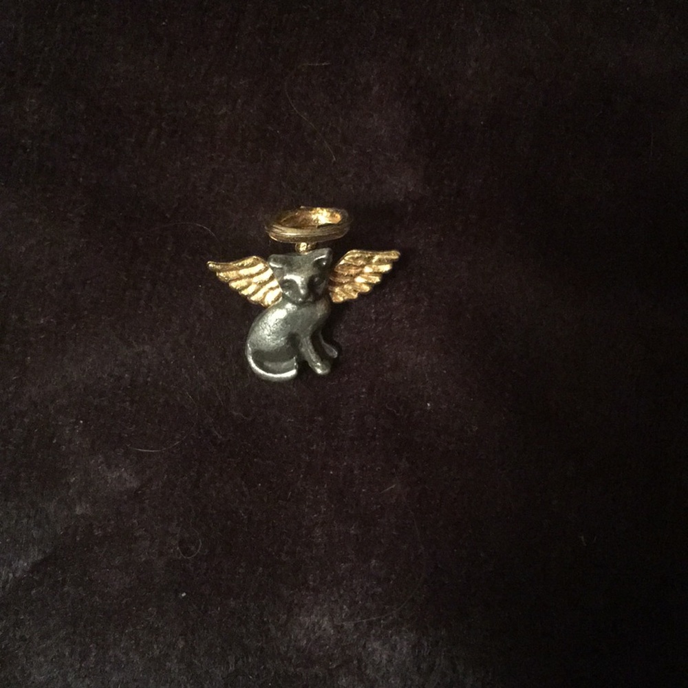 Guardian angel cat brooch
